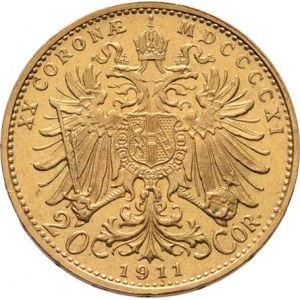 František Josef I., 1848 - 1916, 20 Koruna 1911 - Schwartz (pouze 59.000 ks), 6.777g,