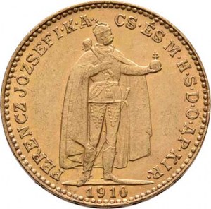 František Josef I., 1848 - 1916, 20 Koruna 1910 KB (pouze 85.000 ks), 6.765g, nep.hr.,