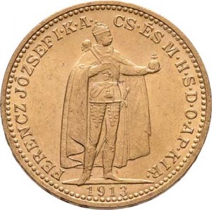 František Josef I., 1848 - 1916, 20 Koruna 1913 KB, 6.773g, nep.hr., nep.rysky, pěkná