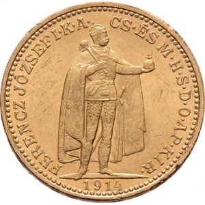 František Josef I., 1848 - 1916, 20 Koruna 1914 KB, 6.772g, dr.hr., nep.rysky, pěkná