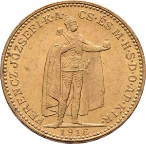 František Josef I., 1848 - 1916, 20 Koruna 1916 KB - původní ražba se znakem Bosny,
