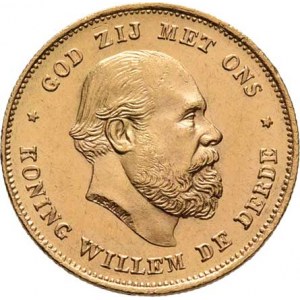 Nizozemí, Willem III., 1849 - 1890, 10 Gulden 1875, Utrecht, KM.105 (Au900), 6.720g,