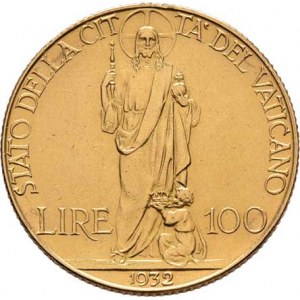 Vatikán, Pius XI., 1922 - 1939, 100 Lira 1932 - XI.rok pontifikátu, Y.9 (Au900, pouze