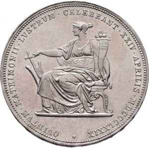 Rakouská a spolková měna, údobí let 1857 - 1892, 2 Zlatník 1879 - Stříbrná svatba, 24.667g, nep.hr.