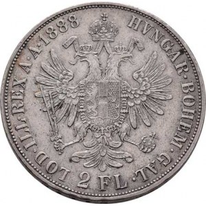Rakouská a spolková měna, údobí let 1857 - 1892, 2 Zlatník 1888, 24.526g, nep.hr., nep.rysky, patin