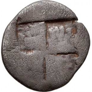 Ionia, Teos, 5. století př.Kr., AR Obol, sedící gryf zprava / quadratum incusum,