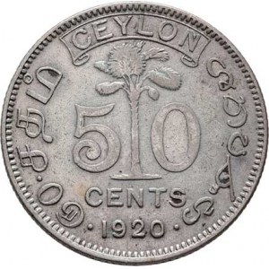 Ceylon, George V., 1910 - 1936, 50 Cent 1920, KM.109a (Ag550), 5.748g, nep.hr.,