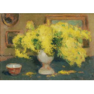 Alfons KARPIŃSKI (1875-1961), Mimoza - Mimozy i ceramiczna miseczka