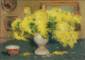 Alfons KARPIŃSKI (1875-1961), Mimoza - Mimozy i ceramiczna miseczka