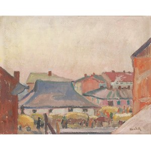 Emil KRCHA (1894-1972), Targ w miasteczku