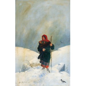 Karol HEIMROTH (1860-1930), Hucułka w zimowym pejzażu, 1906