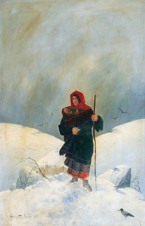Karol HEIMROTH (1860-1930), Hucułka w zimowym pejzażu, 1906