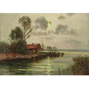 Ernst LORENZ-MUROWANA (1872-1950), Zachód słońca nad jeziorem