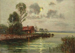 Ernst LORENZ-MUROWANA (1872-1950), Zachód słońca nad jeziorem