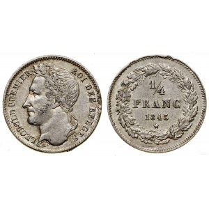 Belgia, 1/4 franka, 1843, Bruksela