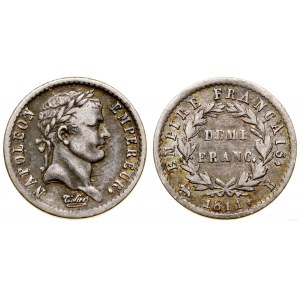 Francja, 1/2 franka (demi franc), 1811 B, Rouen
