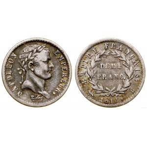 Francie, 1/2 franku (demi frank), 1811 B, Rouen