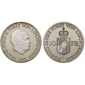Lichtenštejnsko, 10 franků, 1988