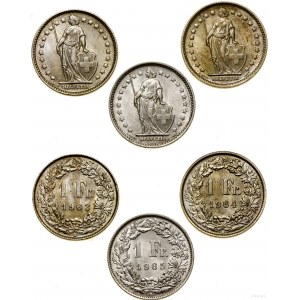 Szwajcaria, zestaw: 3 x 1 frank, 1963-1965, Berno