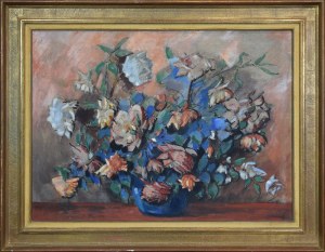 Czesław ZAWADZIŃSKI (1878-1936), Kwiaty w niebieskim wazonie