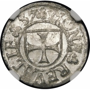 Inflanty - Zakon Kawalerów Mieczowych, Hermann Brüggenei-Hasenkamp, Szeląg 1537, Rewal - piękny