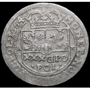 Jan II Kazimierz, Tymf 1664 AT, Kraków - błędy SERVAT i METALO - rzadki