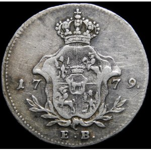 Stanisław August Poniatowski, próbna odbitka dukata 1779 w srebrze, Warszawa - b. rzadka