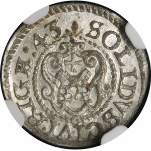 Inflanty - Pod panowaniem szwedzkim, Krystyna Waza, Szeląg 1643, Ryga - wyśmienity