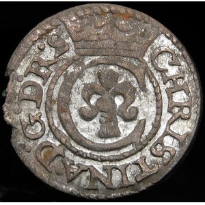 Inflanty - Pod panowaniem szwedzkim, Krystyna Waza, Szeląg 1643, Ryga