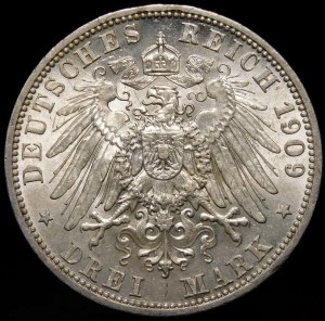 Germany, Prussia, Kingdom, Wilhelm II (1888-1918), 3 marks 1909, Berlin