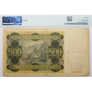 500 złotych 1940 - ser. A - oryginalny z numeracją falsyfikatu