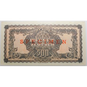 500 złotych 1944 -owe - nadruk 25 LAT NBP - SPECIMEN