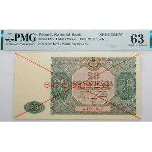 20 złotych 1946 - ser. A - SPECIMEN
