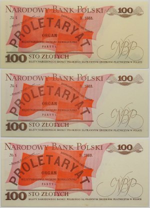 set of 3 x 100 gold 1986 ser. MZ, PE