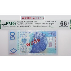 50 złotych 1994 - AA 0000000 - WZÓR - Nr 1770 (4-cyfrowy)