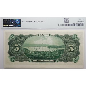 Meksyk - 5 pesos (1906-14) - Banco de Guerrero - perf. AMORTIZADO