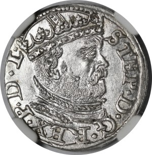 Stefan Batory, Trojak 1586, Riga - small head - variant