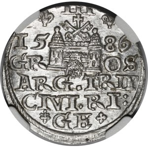 Stefan Batory, Trojak 1586, Ryga - mała głowa - wariant