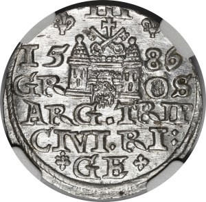 Stefan Batory, Trojak 1586, Riga - small head - variant
