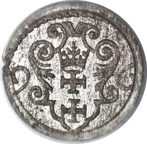 Sigismund III Vasa, Denarius 1596, Gdansk - large date - beautiful