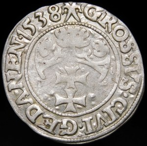 Sigismund I the Old, 1538 penny, Gdansk - PRVSS