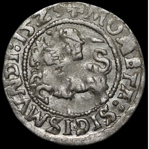 Zygmunt I Stary, Półgrosz 1523, Wilno - przebitka D/SVCIS - b. rzadki i nieopisany