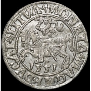 Zygmunt II August, Półgrosz 1551, Wilno - L/LITVA - b. rzadki