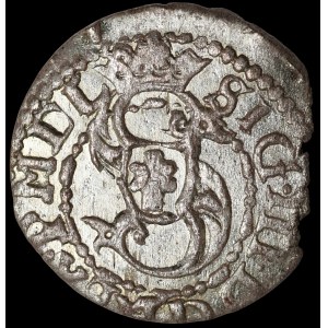 Zygmunt III Waza, Szeląg 1619, Ryga - P M D L, RIG - rzadki i piękny