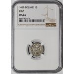 Zygmunt III Waza, Szeląg 1619, Ryga - P M D L, RIGE - rzadki i piękny