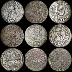 Sigismund III Vasa, Szeląg Bydgoszcz, Vilnius, Riga - set (pcs. 9)