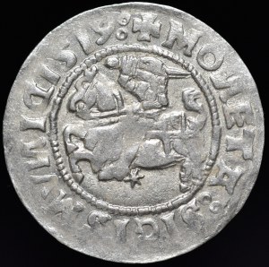 Sigismund I the Old, Half-penny 1519, Vilnius - 6 feathers - error, SIGISMVNID and mirrored D - rare