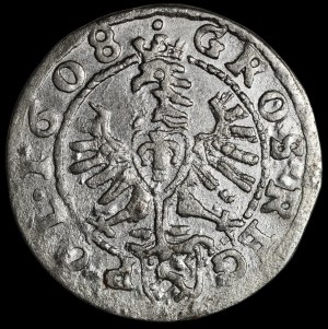 Sigismund III Vasa, Grosz 1608, Cracow - Levant in a straight shield