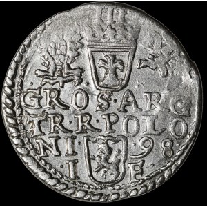 Zygmunt III Waza, Trojak 1598, Olkusz - popiersie z długą brodą