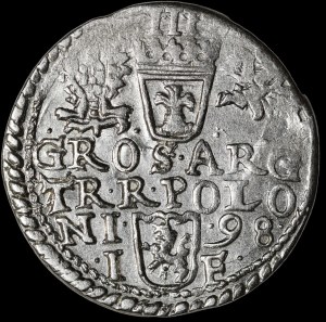 Sigismund III Vasa, Trojak 1598, Olkusz - bust with long beard